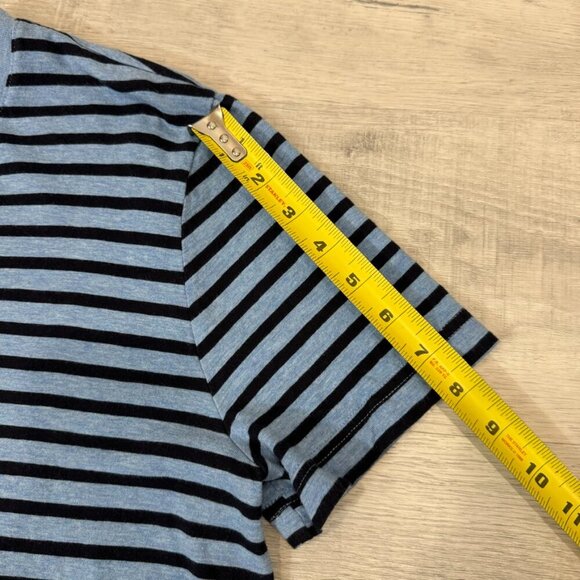 Banana Republic Soft Navy Blue Striped Henley Shirt Size M 100% Cotton - Picture 10 of 17